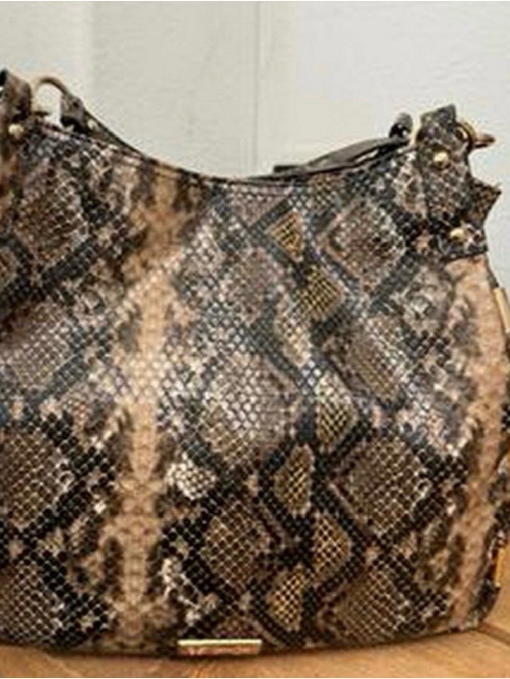 Jessica Simpson Brown Faux Snake Print Shoulder Bag/Hobo
